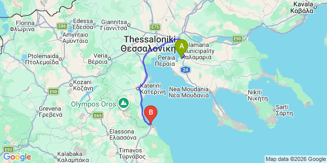 Map: Thessaloniki Airport (SKG) to Neoi Poroi