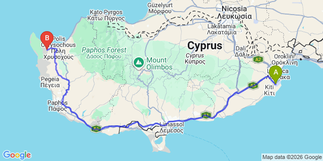 Map: Larnaca Airport (LCA) to Neo Chorion