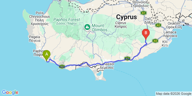 Map: Paphos Airport (PFO) to Catalkoy