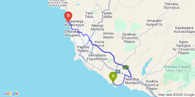 Map: Paphos Airport (PFO) to Cynthiana