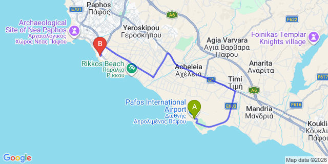 Map: Paphos Airport (PFO) to Olympic Lagoon