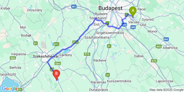 Map: Budapest Airport (BUD), Ferihegy, Liszt Ferenc to Aba