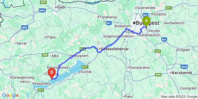 Map: Budapest Airport (BUD), Ferihegy, Liszt Ferenc to Ábrahámhegy