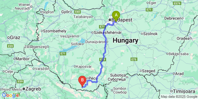 Map: Budapest Airport (BUD), Ferihegy, Liszt Ferenc to Adorjás