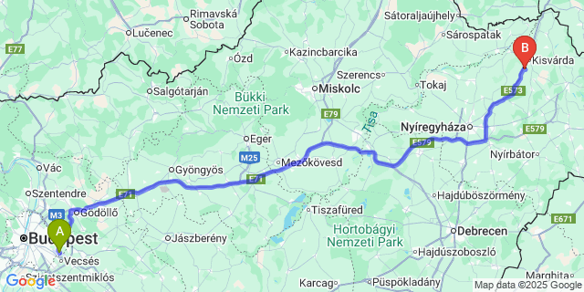 Map: Budapest Airport (BUD), Ferihegy, Liszt Ferenc to Ajak
