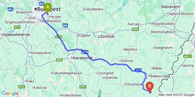 Map: Budapest Airport (BUD), Ferihegy, Liszt Ferenc to Almáskamarás