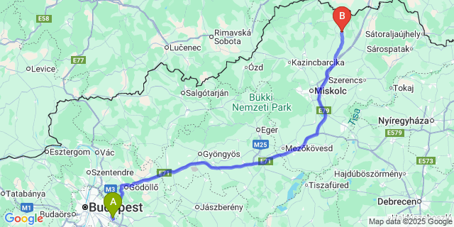 Map: Budapest Airport (BUD), Ferihegy, Liszt Ferenc to Alsógagy