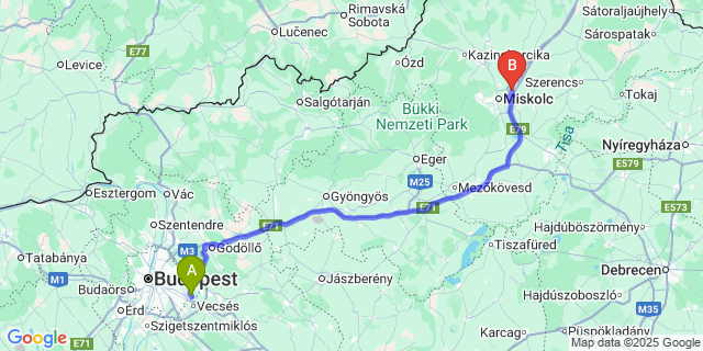 Map: Budapest Airport (BUD), Ferihegy, Liszt Ferenc to Arnót