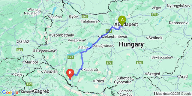 Map: Budapest Airport (BUD), Ferihegy, Liszt Ferenc to Bakháza