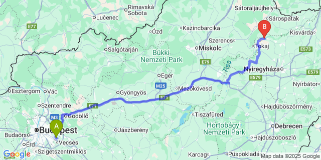 Map: Budapest Airport (BUD), Ferihegy, Liszt Ferenc to Balsa