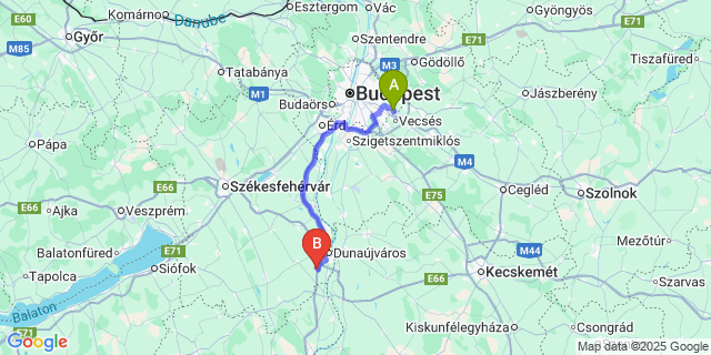 Map: Budapest Airport (BUD), Ferihegy, Liszt Ferenc to Baracs