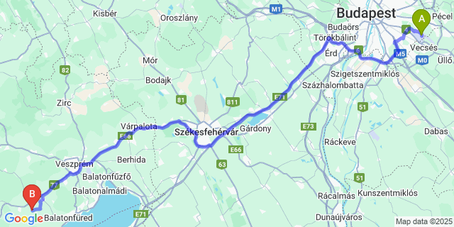Map: Budapest Airport (BUD), Ferihegy, Liszt Ferenc to Barnag