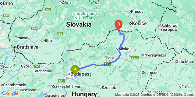 Map: Budapest Airport (BUD), Ferihegy, Liszt Ferenc to Becskeháza