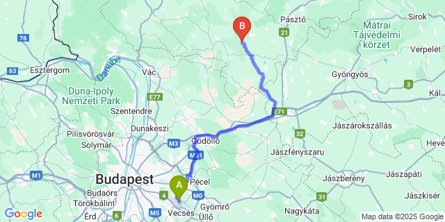 Map: Budapest Airport (BUD), Ferihegy, Liszt Ferenc to Bér