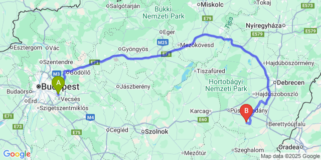 Map: Budapest Airport (BUD), Ferihegy, Liszt Ferenc to Bihardancsháza