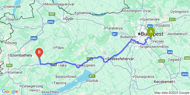 Map: Budapest Airport (BUD), Ferihegy, Liszt Ferenc to Boba