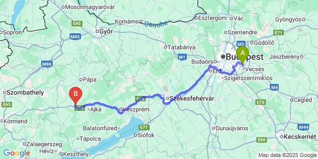 Map: Budapest Airport (BUD), Ferihegy, Liszt Ferenc to Borszörcsök