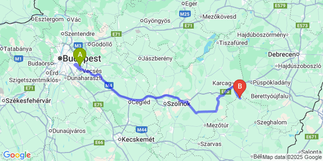 Map: Budapest Airport (BUD), Ferihegy, Liszt Ferenc to Bucsa