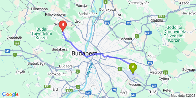Map: Budapest Airport (BUD), Ferihegy, Liszt Ferenc to budapest budaliget