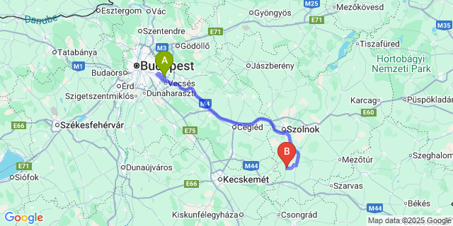 Map: Budapest Airport (BUD), Ferihegy, Liszt Ferenc to Cibakháza