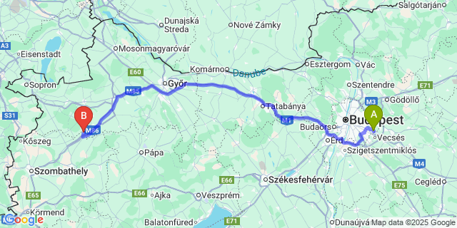 Map: Budapest Airport (BUD), Ferihegy, Liszt Ferenc to Csánig