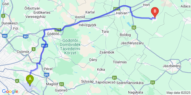 Map: Budapest Airport (BUD), Ferihegy, Liszt Ferenc to Csány