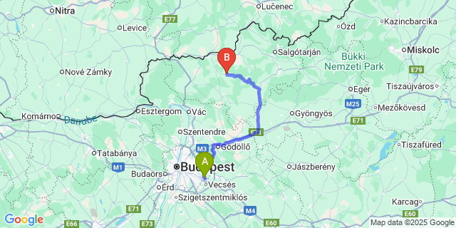 Map: Budapest Airport (BUD), Ferihegy, Liszt Ferenc to Cserhátsurány