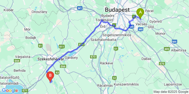 Map: Budapest Airport (BUD), Ferihegy, Liszt Ferenc to Csősz