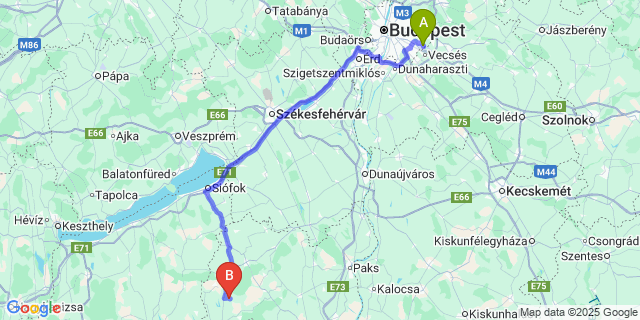 Map: Budapest Airport (BUD), Ferihegy, Liszt Ferenc to Dalmand