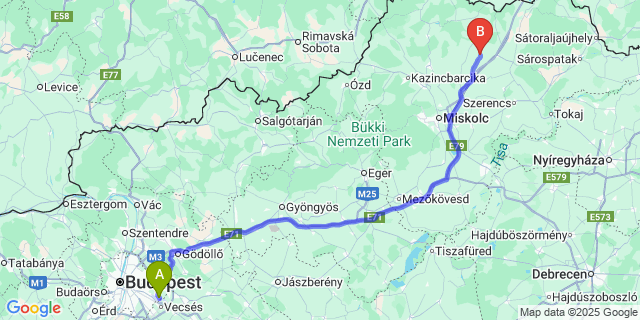 Map: Budapest Airport (BUD), Ferihegy, Liszt Ferenc to Detek