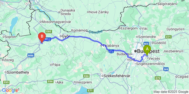 Map: Budapest Airport (BUD), Ferihegy, Liszt Ferenc to Dör