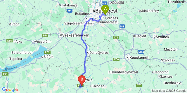 Map: Budapest Airport (BUD), Ferihegy, Liszt Ferenc to Dunaszentgyörgy