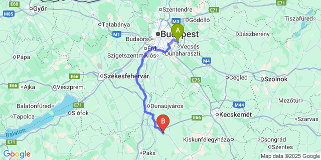 Map: Budapest Airport (BUD), Ferihegy, Liszt Ferenc to Dunatetétlen