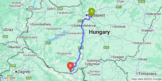 Map: Budapest Airport (BUD), Ferihegy, Liszt Ferenc to Egyházasharaszti