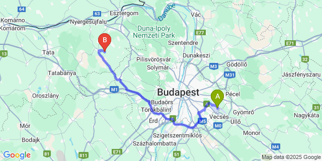 Map: Budapest Airport (BUD), Ferihegy, Liszt Ferenc to Epöl
