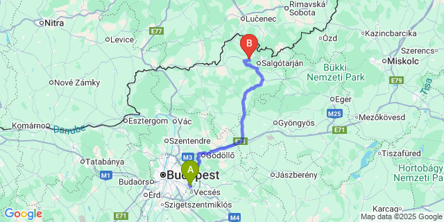 Map: Budapest Airport (BUD), Ferihegy, Liszt Ferenc to Etes