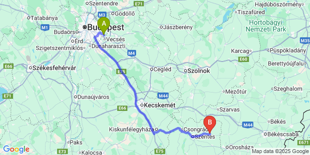 Map: Budapest Airport (BUD), Ferihegy, Liszt Ferenc to Fábiánsebestyén