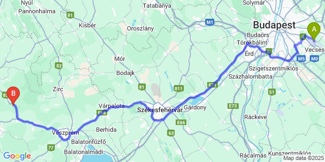 Map: Budapest Airport (BUD), Ferihegy, Liszt Ferenc to Farkasgyepű