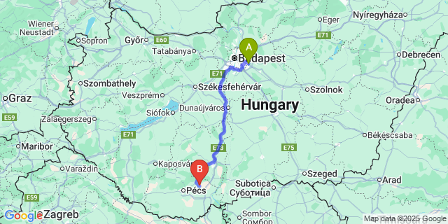 Map: Budapest Airport (BUD), Ferihegy, Liszt Ferenc to Fazekasboda