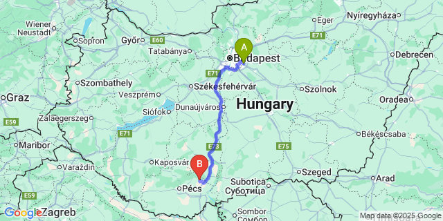 Map: Budapest Airport (BUD), Ferihegy, Liszt Ferenc to Feked