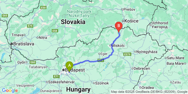 Map: Budapest Airport (BUD), Ferihegy, Liszt Ferenc to Fulókércs