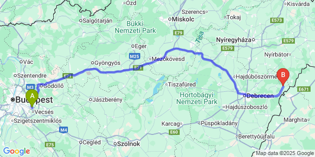 Map: Budapest Airport (BUD), Ferihegy, Liszt Ferenc to Fülöp