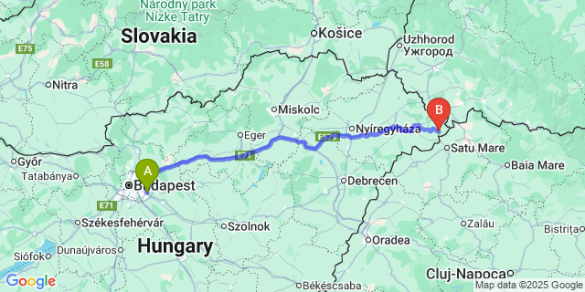 Map: Budapest Airport (BUD), Ferihegy, Liszt Ferenc to Gacsály