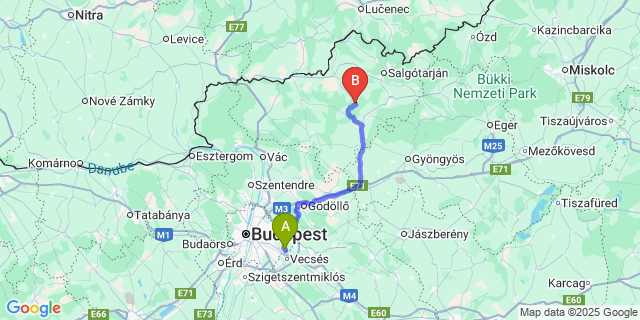 Map: Budapest Airport (BUD), Ferihegy, Liszt Ferenc to Garáb