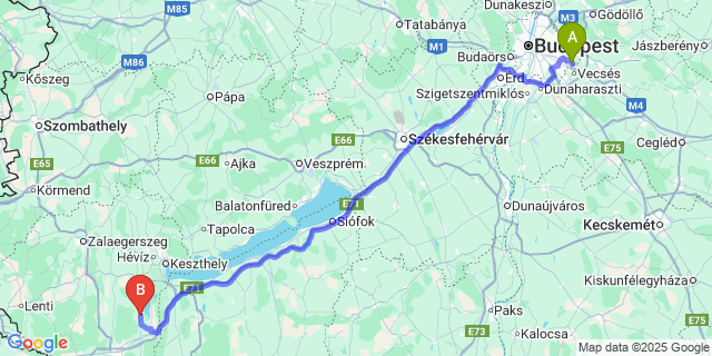 Map: Budapest Airport (BUD), Ferihegy, Liszt Ferenc to Garabonc