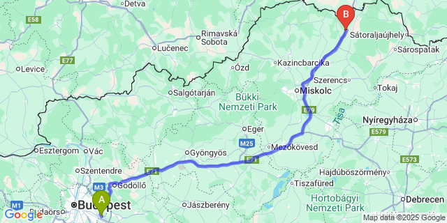Map: Budapest Airport (BUD), Ferihegy, Liszt Ferenc to Garadna