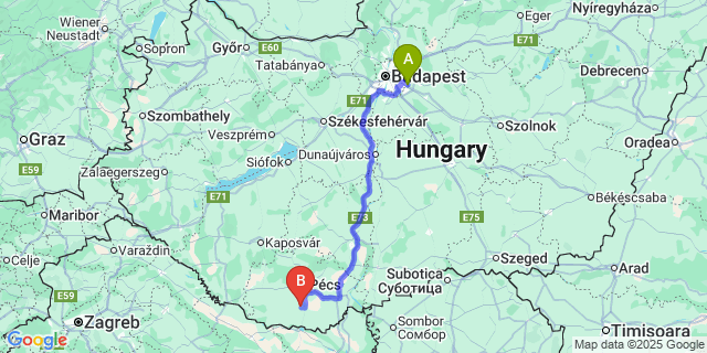 Map: Budapest Airport (BUD), Ferihegy, Liszt Ferenc to Garé
