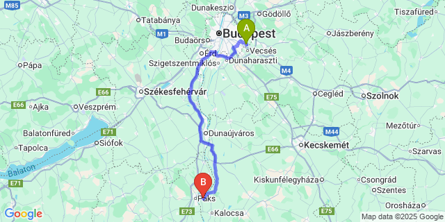 Map: Budapest Airport (BUD), Ferihegy, Liszt Ferenc to Géderlak