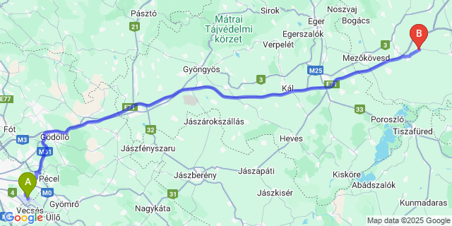 Map: Budapest Airport (BUD), Ferihegy, Liszt Ferenc to Gelej