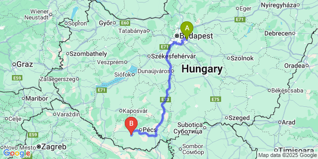 Map: Budapest Airport (BUD), Ferihegy, Liszt Ferenc to Gerde